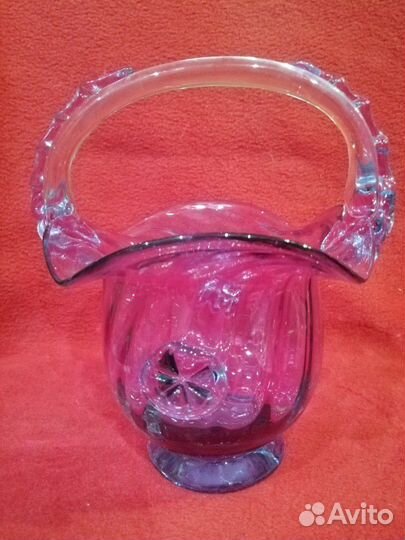 Конфетница СССР из цветного стекла