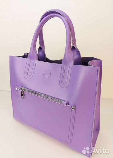 Сумка женская из натуральной кожи лавандовая
