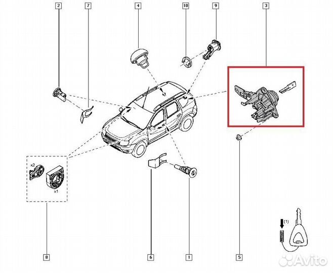 Замок багажника Renault Duster полный привод F4R