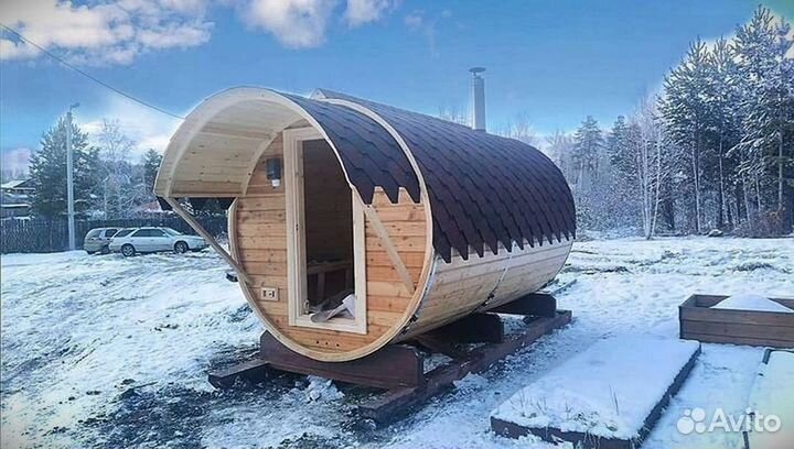 Перевозная баня бочка 4 м