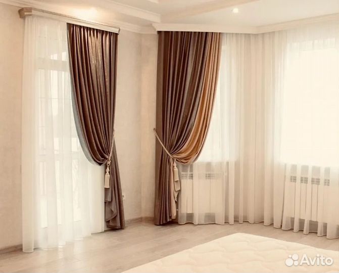 Штора из вуали молочного цвета 700х290