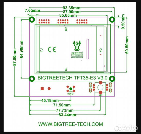 Дисплей сенсорный 32 бит Bigtreetech TFT35 E3 V3