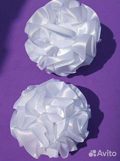 Белые банты для волос ручной работы