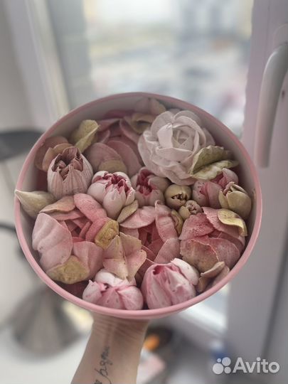 Зефирные пионы, съедобный букет, букет из зефира