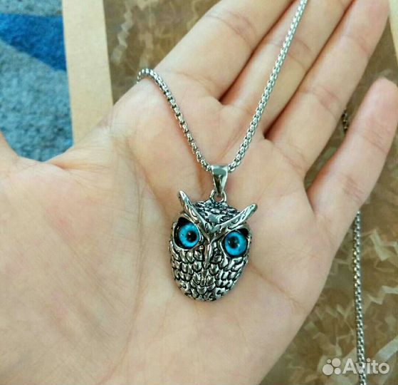 Кулон сова + кольцо сова + цепочка