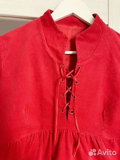 Платье вельветовое красное 42-44р