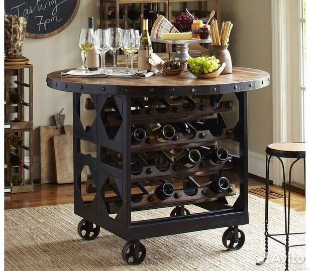 Кухонная полка, домашний бар, дерево и металл