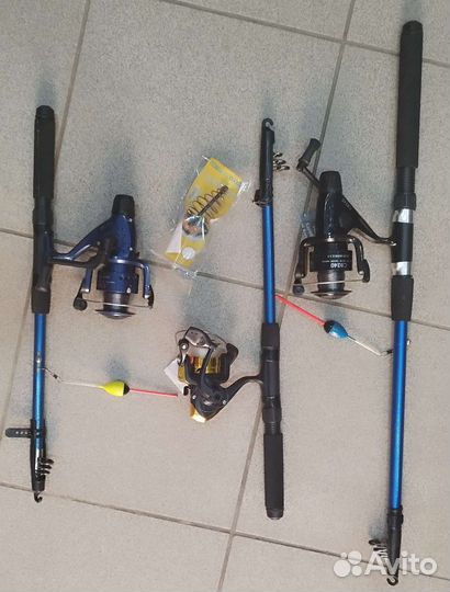 Удочка в сборе, есть поплавочные и донные