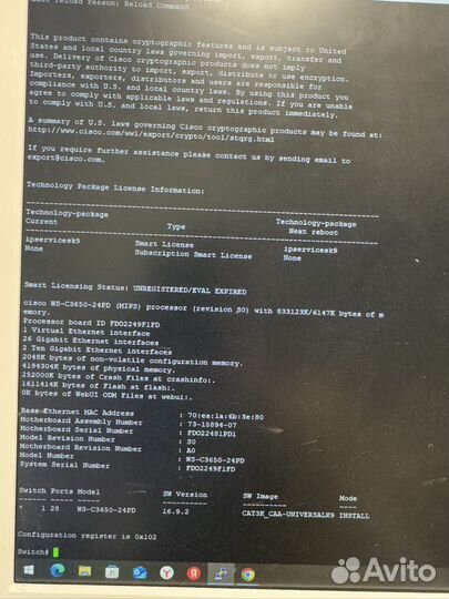 Cisco 3650-24pd-e 2хбп 10GbE PoE+