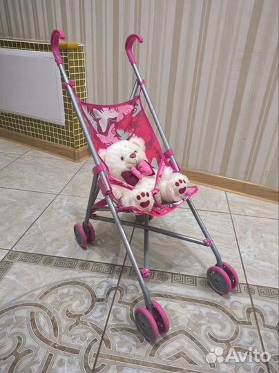Коляска кукольная с мишкой