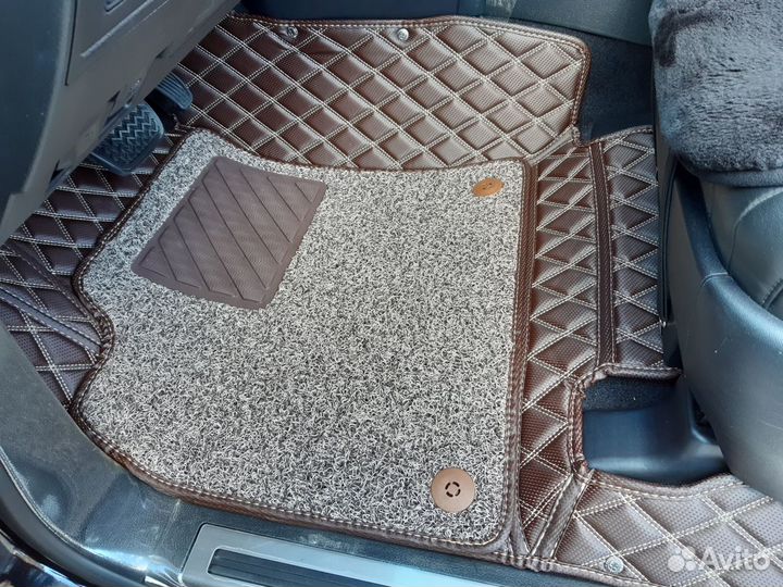 5D Ковры экокожа Toyota LC200 / LX570 - Коричневые