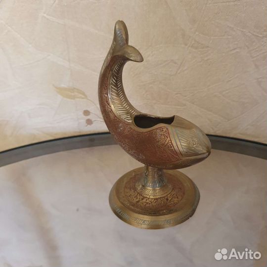 Бронзовая пепельница рыбка, винтаж