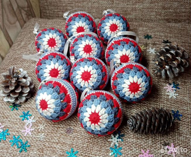 Елочные шары вязаные