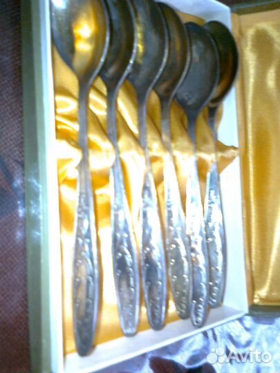 Ложки чайные мельхиор с позолотой