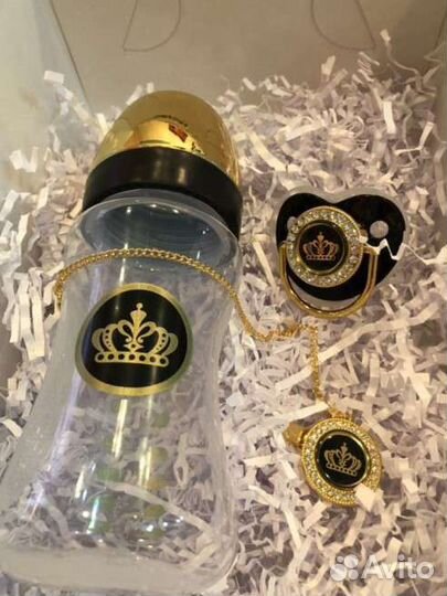 Комплект для ребёнка Бутылочка+пустышка с короной