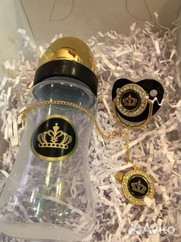 Комплект для ребёнка Бутылочка+пустышка с короной