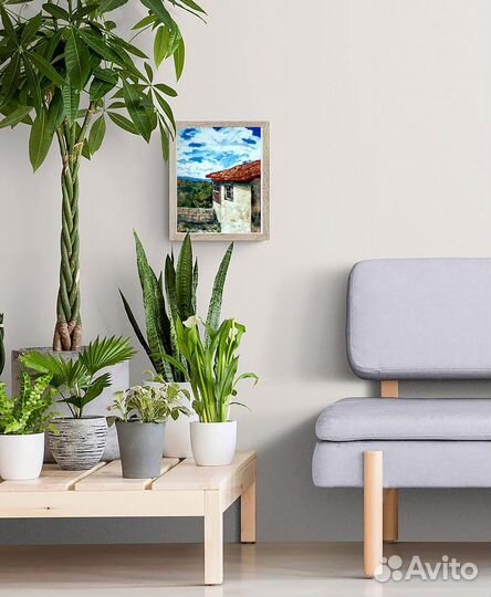 Картина маслом Южный домик, Крымский пейзаж