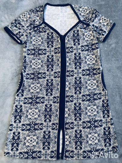 Халат женский на молнии, размер 50 хлопок