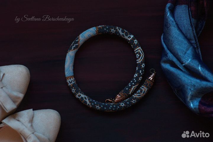 Колье жгут из бисера Стимпанк