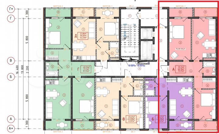 2-к. квартира, 75,9 м², 13/16 эт.