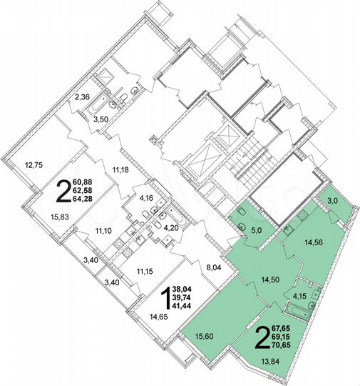 2-к. квартира, 67,7 м², 1/11 эт.