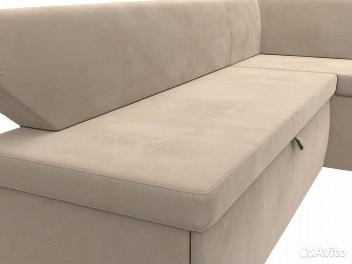 Диван кухонный угловой Омура правый угол, велюр, бежевый