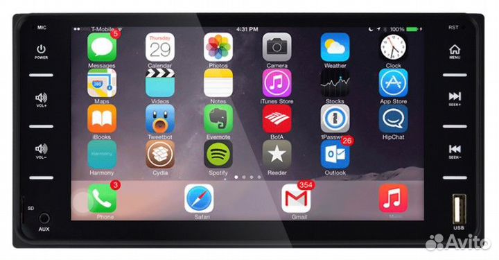 Магнитола для Toyota Nissan 2DIN 100 на 200 новая