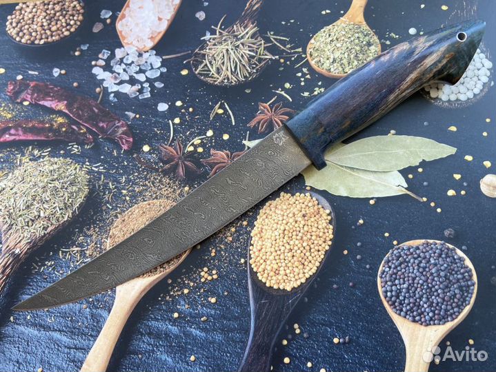 Нож филейный дамасская сталь