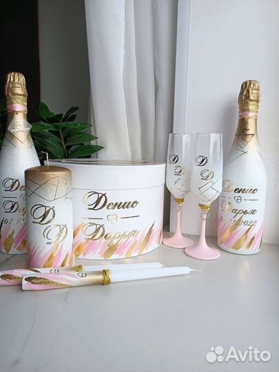 Свадебный набор, аксессуары, оформление бутылок