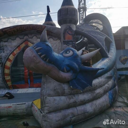 Детский надувной батут с горкой