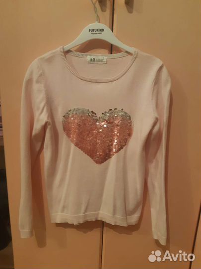 Розовый свитер H&M для девочки рост 122/128