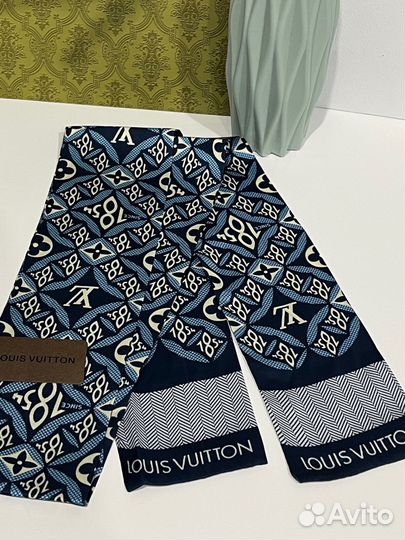 Шелковая лента повязка Twilly твилли LV синяя