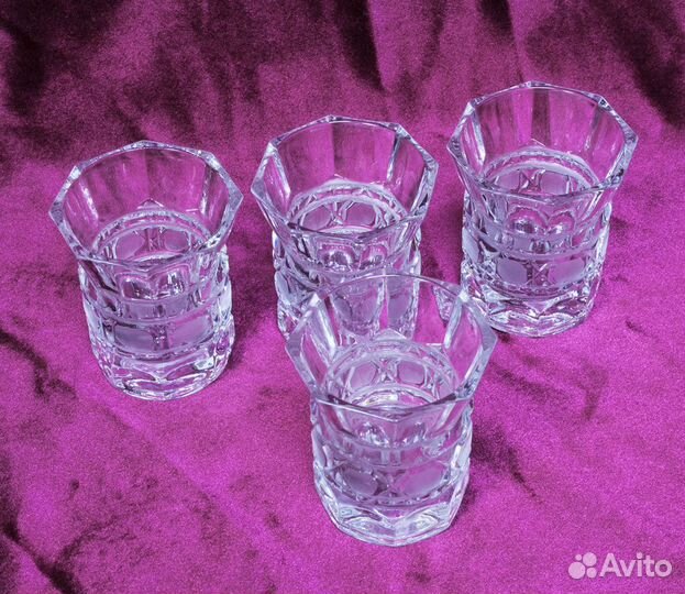Набор рюмки стопки Фигурные 4 шт, хрусталь, высот