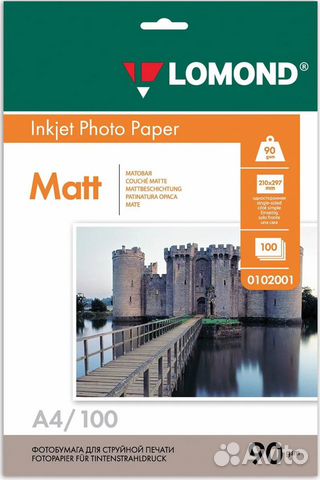 Фотобумага Матовая Lomond А4, 90 г/м2, 100 листов