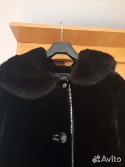 Шуба мутоновая с норкой с капюшоном р 46-48