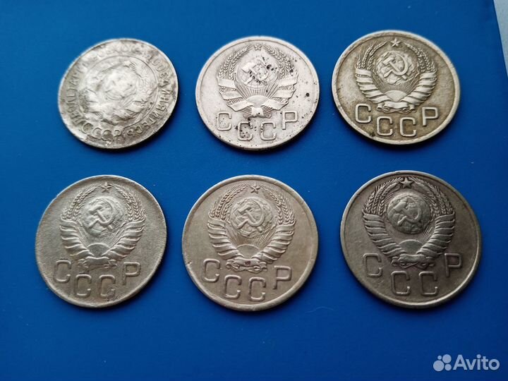 Монеты 3 Коп, 6 шт, СССР, Оригинал, Цена за все