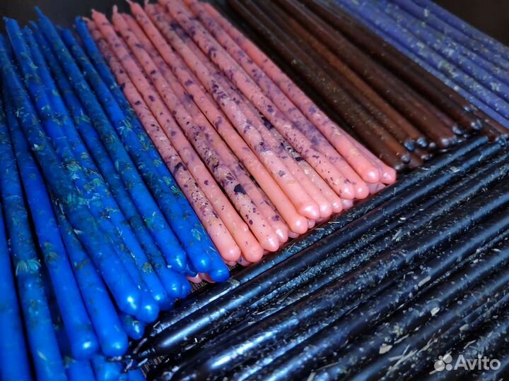 Восковые свечи с травами 18см