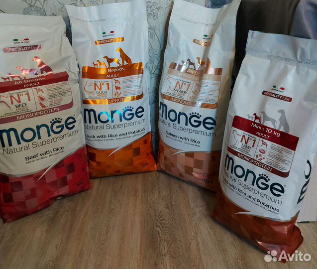 Корм для собак monge 7.5кг,12кг говяд,утка,лос,ягн