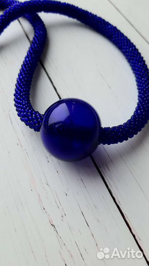 Колье-жгут с бусиной из муранского стекла