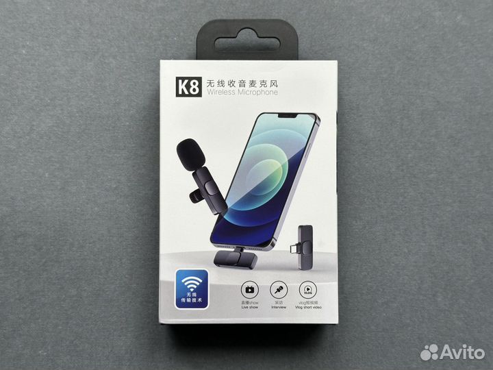 Беспроводной петличный микрофон для iOS / Android