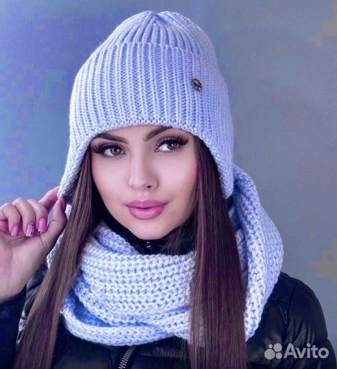 Шапка и снуд 7 расцветок для девочек