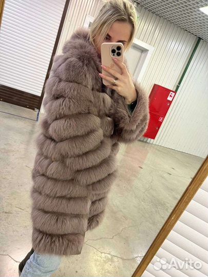 Шуба из песца с капюшоном