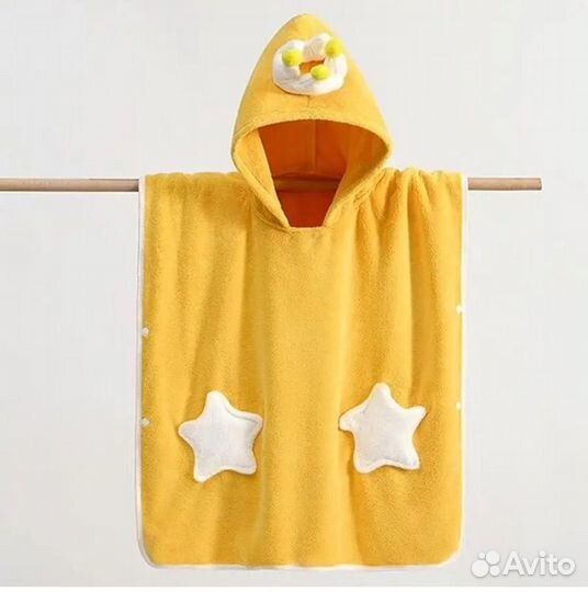 Полотенце пончо с капюшоном. Полотенце детское