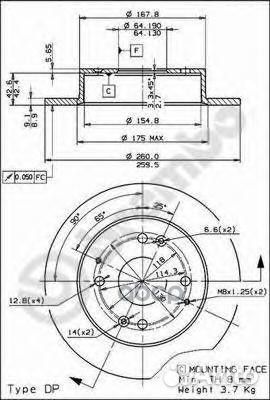 Диск тормозной UV Coated зад 08580321 Brembo