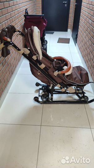 Детские санки коляска с колесами