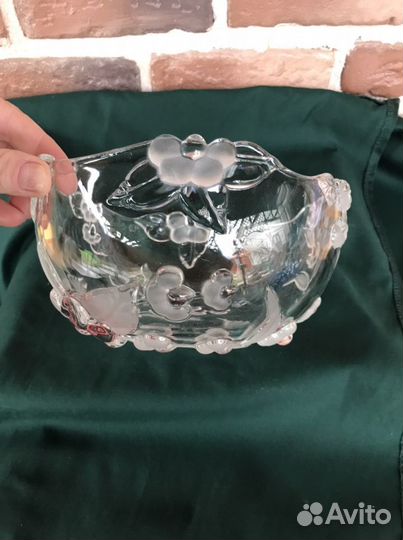 Ваза и менажница цветной хрусталь Германия