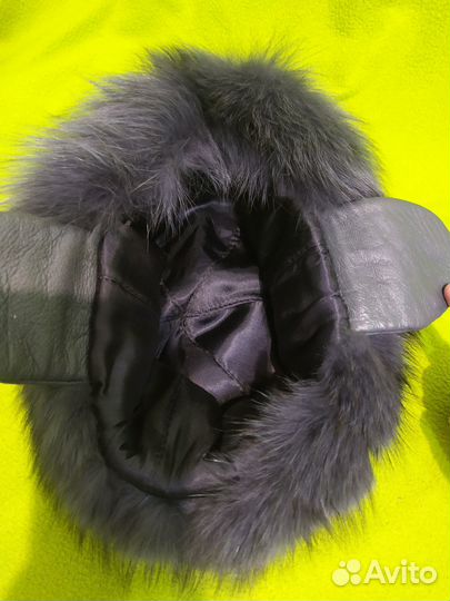 Шапка песец с натур кожей не ношена р 54