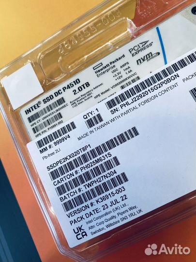 Серверный ssd Intel P4510 2.0tb ssdpе2кх020Т8Р1