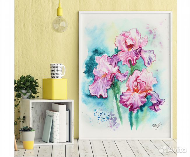 Картина акварелью Ирисы