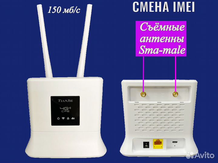 4G Wi-Fi роутер любой тариф, mimo антенны, см imei